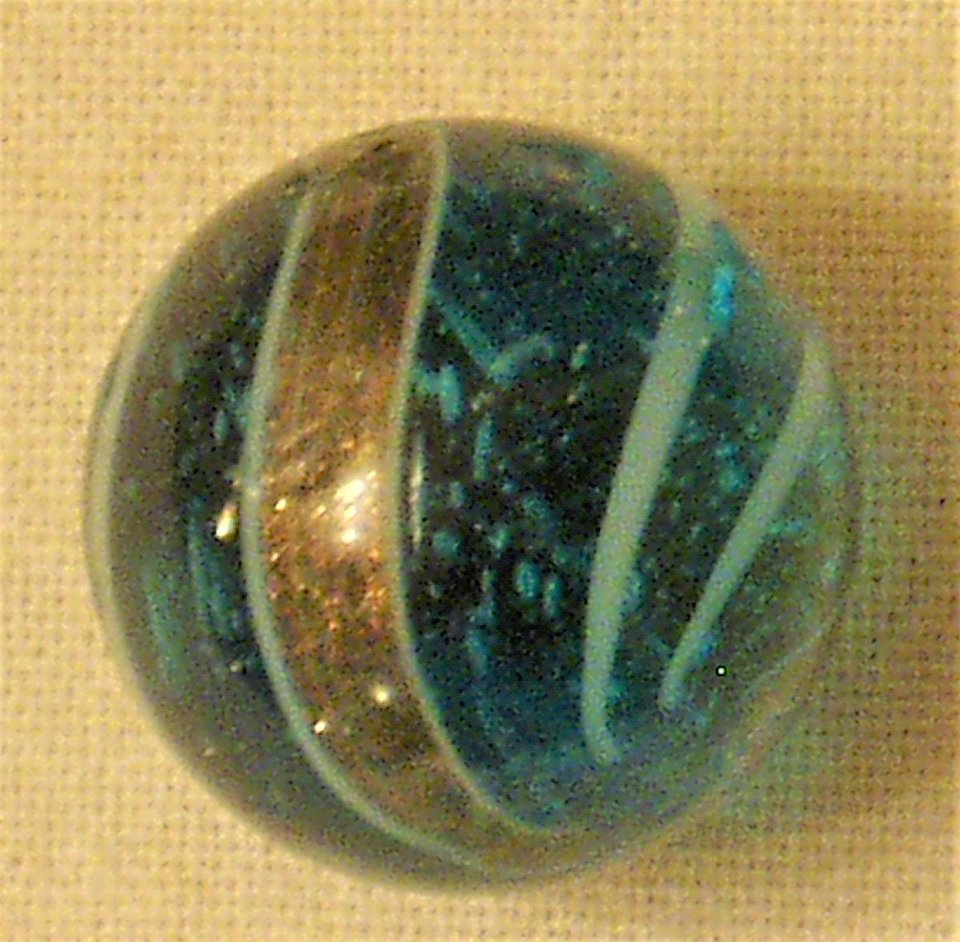 Blue Based Lutz Marble, 19th Century German Swirl, .750", Free USA Shipping