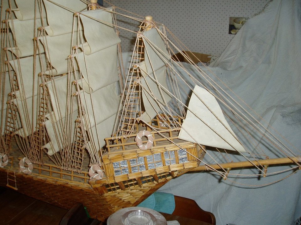 Matchstick Ship, Prison Art, Huge 5' One-Of-A-Kind, Local Pick-up Only