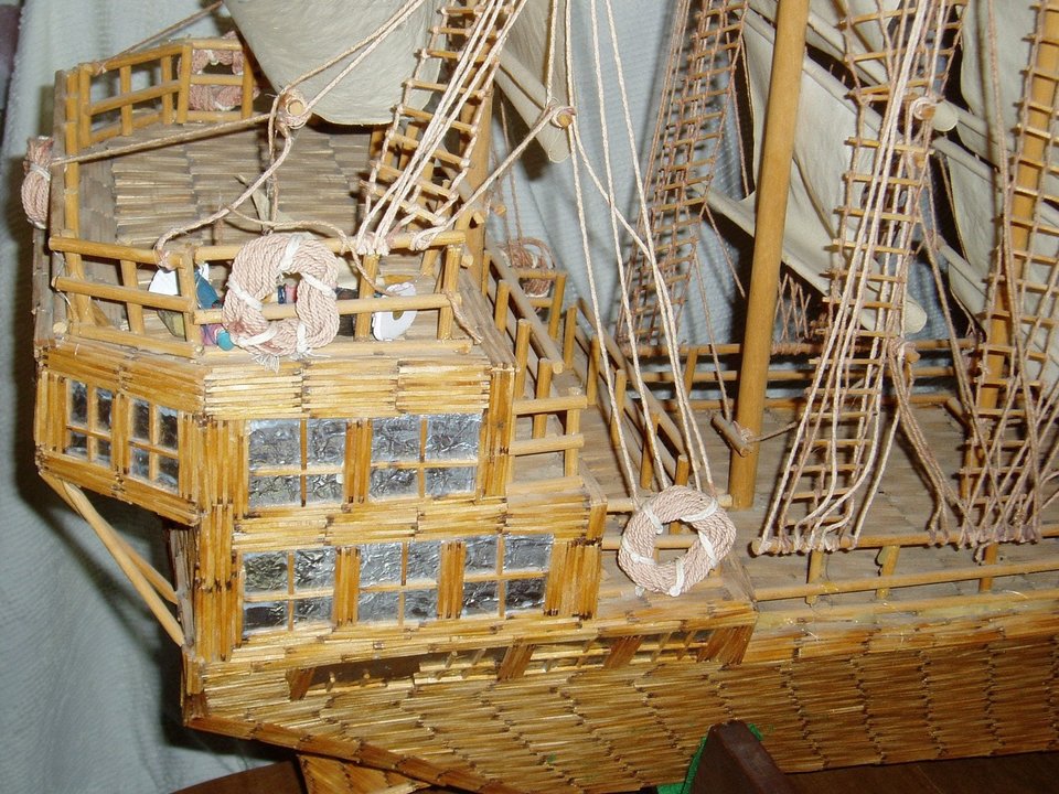 Matchstick Ship, Prison Art, Huge 5' One-Of-A-Kind, Local Pick-up Only