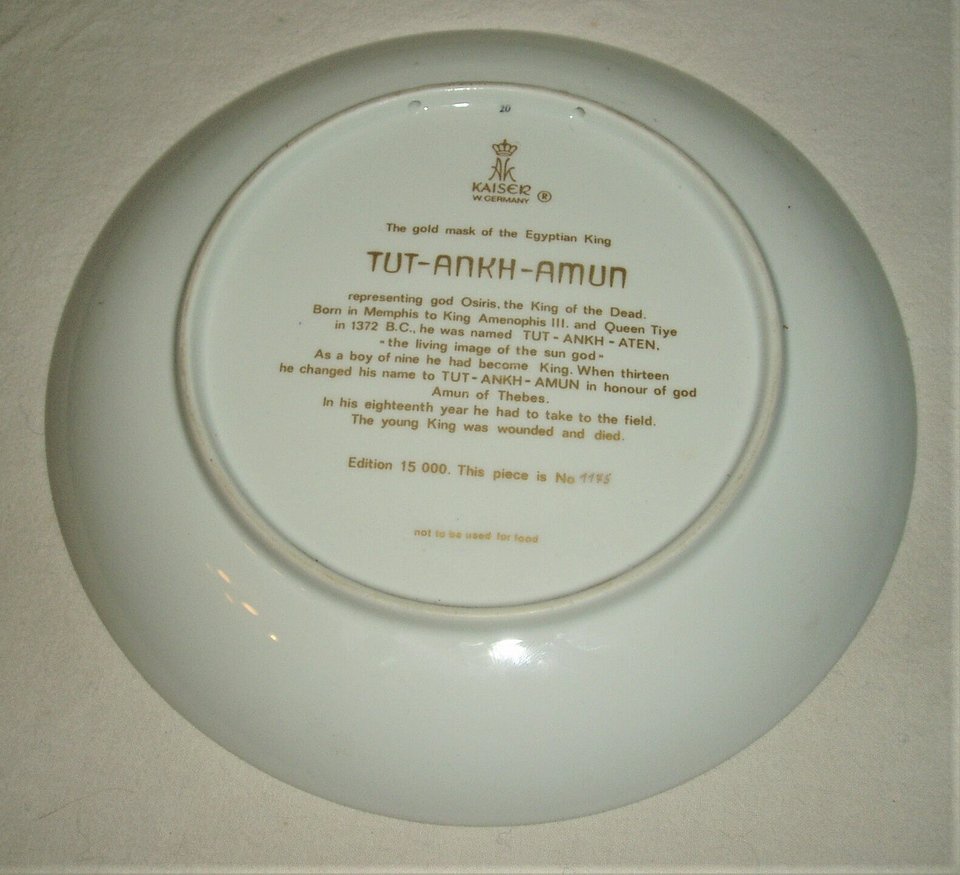 Plate, King Tut, Kaiser West Germany, Egyptian King Tut-Ankh-Amun