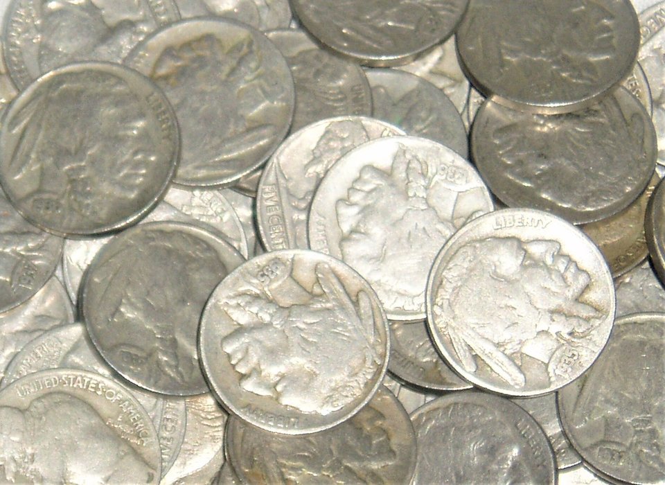 Buffalo Nickels x 10, Full Date, 1930's, Coin Collecting, Jewelry Supplies