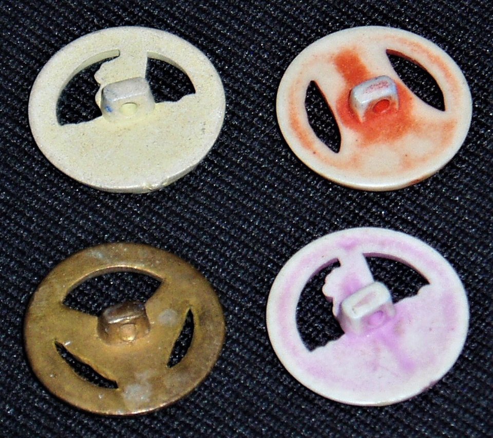 Antique Patriotic Buttons, Realistic Goofies, Plastic, Set/4, Group #2