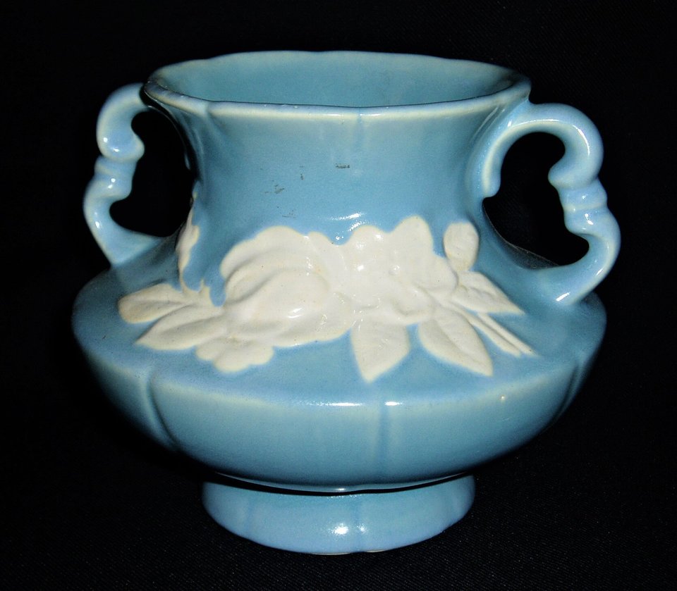 Weller Floral Vase, Blue and White