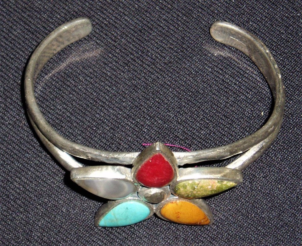 Cuff Bracelet, Large Star, Sterling Silver and Stones