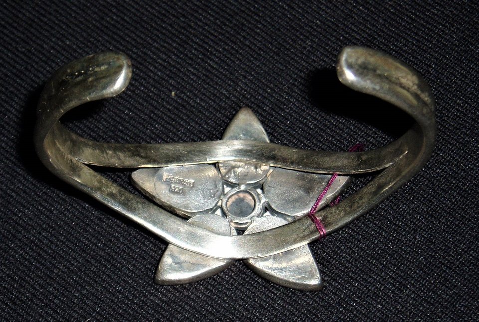 Cuff Bracelet, Large Star, Sterling Silver and Stones