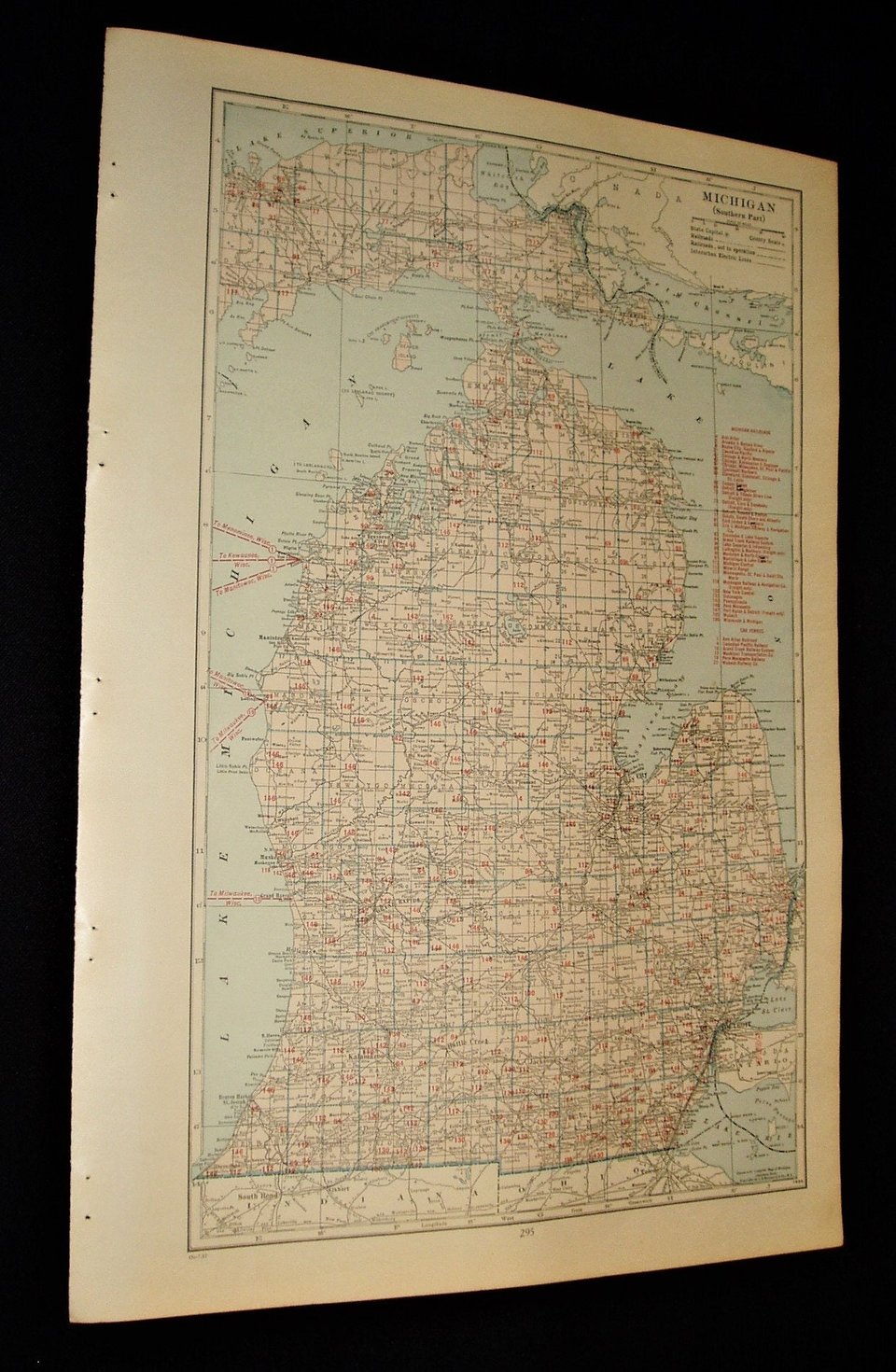 Map Page, Michigan, 1932, Large 13.5" by 19.75" 2 Full Pages