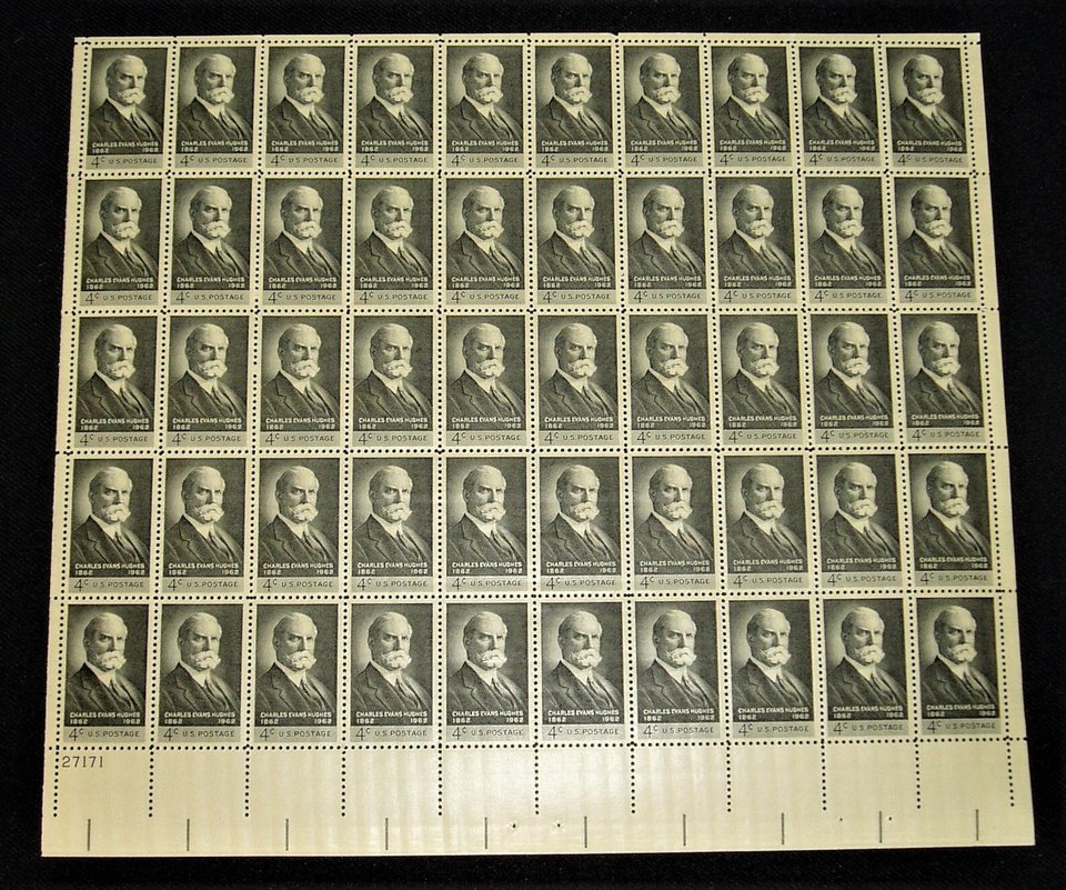 Mint 4c Stamp Sheet, Charles Evans Hughes, Scott Catalog #1195 x 50 Stamps