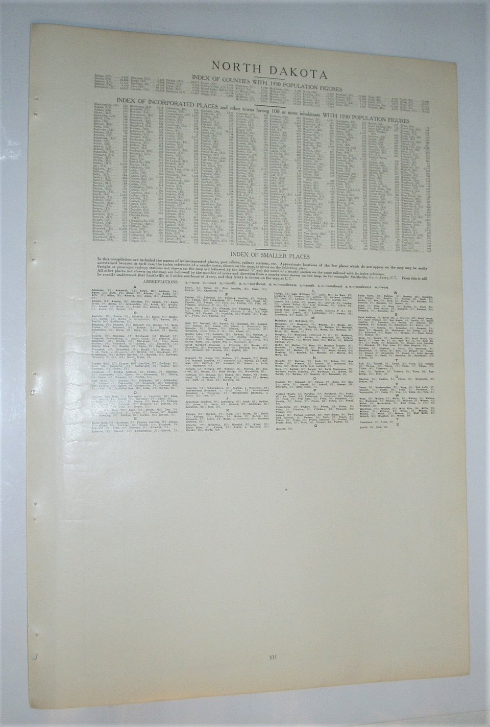Map Page, North Dakota, 1932, Large 13.5" by 19.75"