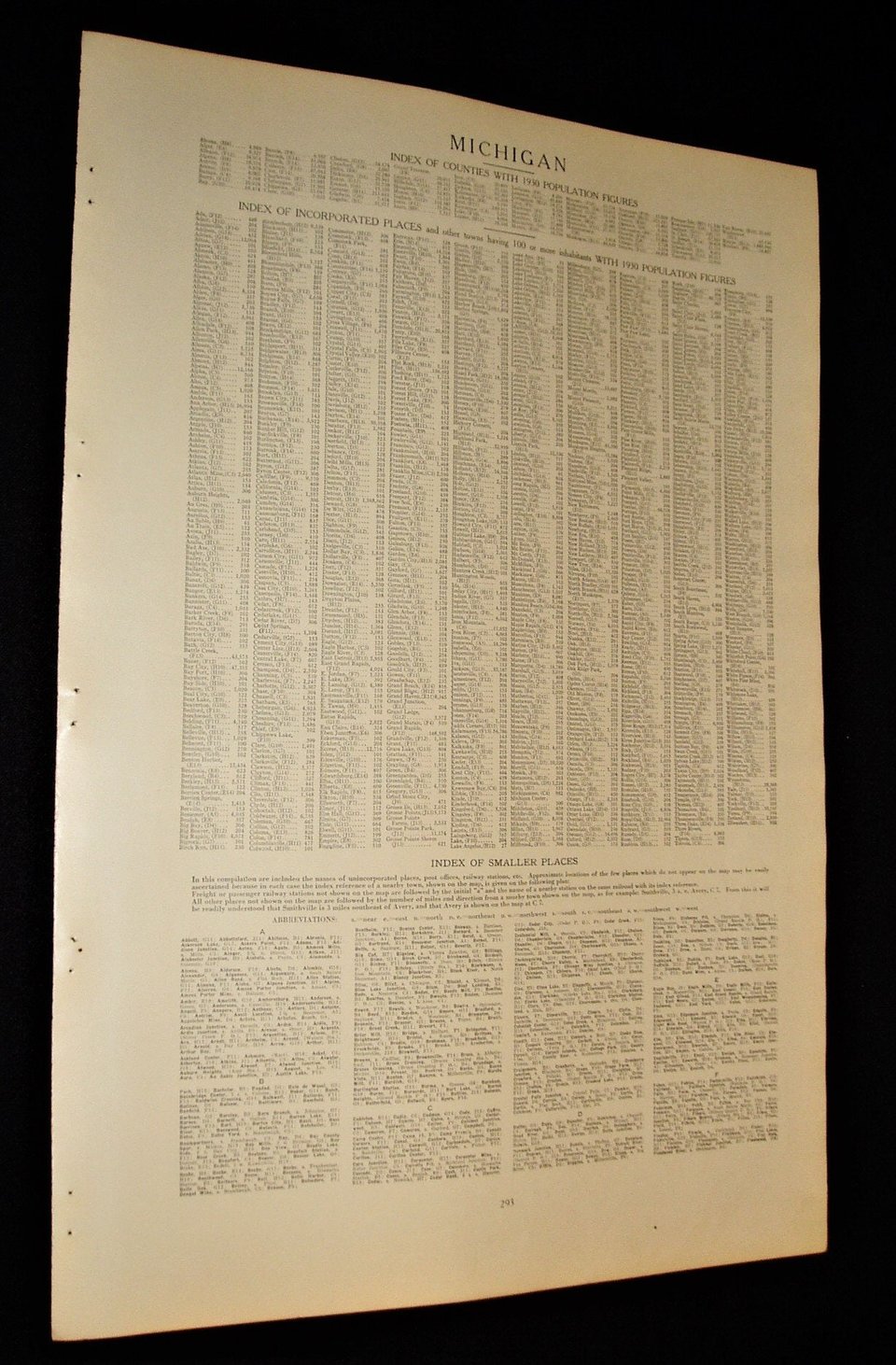 Map Page, Michigan, 1932, Large 13.5" by 19.75" 2 Full Pages