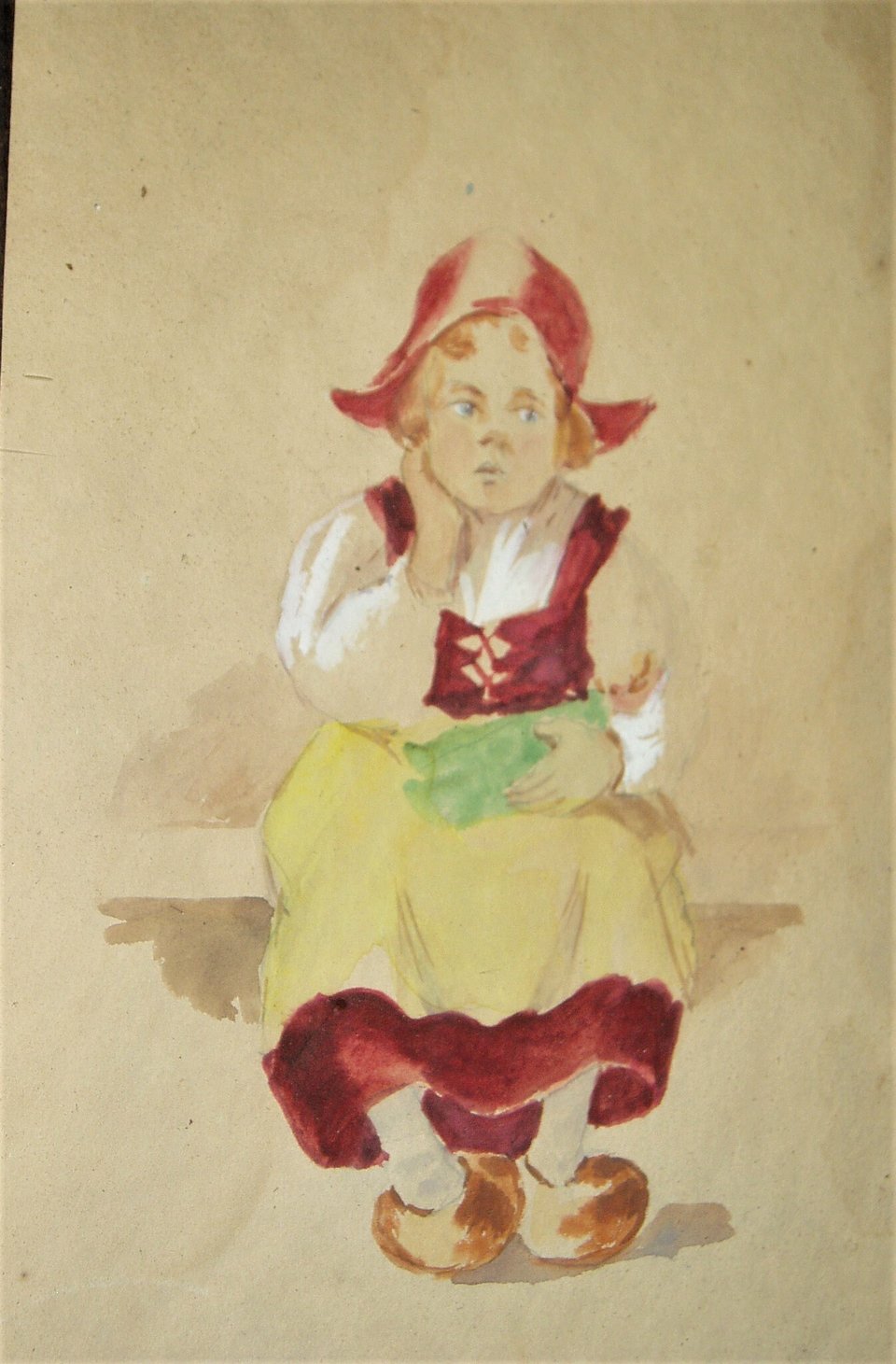 Antique Watercolors, Dutch Boy & Girl, Oak Leaf Frames