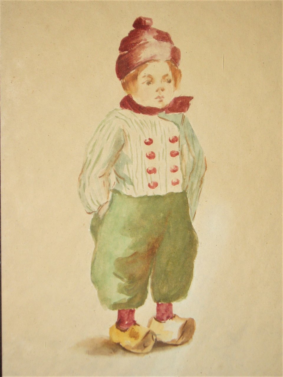 Antique Watercolors, Dutch Boy & Girl, Oak Leaf Frames