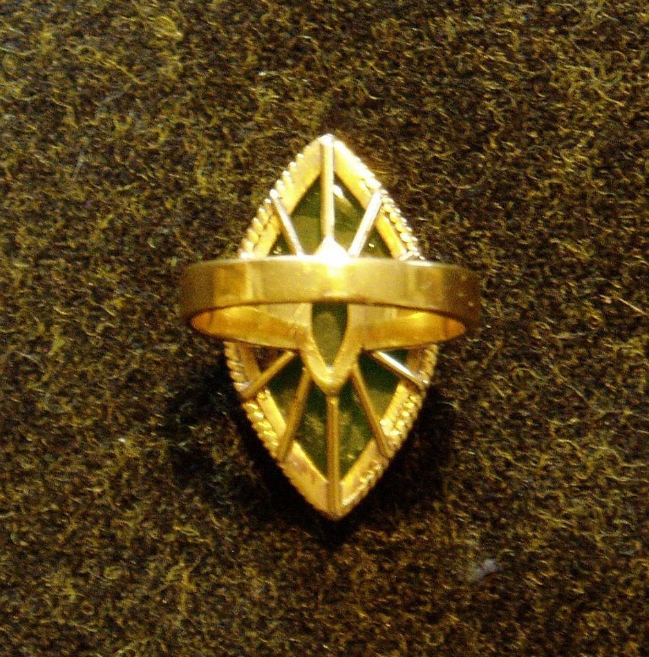 Ring, Gold Jade, 18K Yellow Gold.  Size 4.5, Free USA Shipping