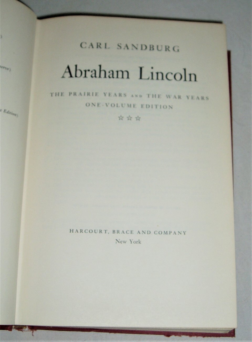 Book, Abraham Lincoln-The Prairie Years and The War Year, Carl Sandburgs
