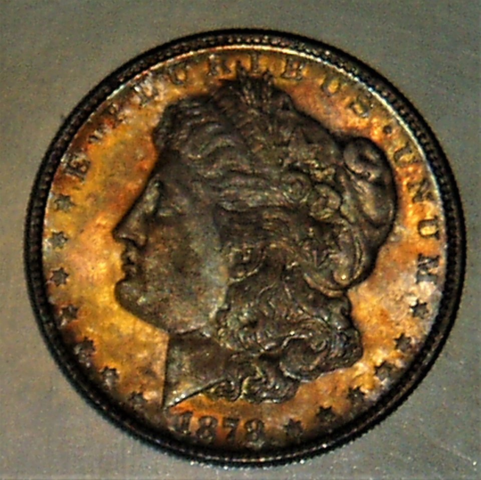 Morgan Silver Dollar 1878-S CH BU Prooflike Rainbow Toning