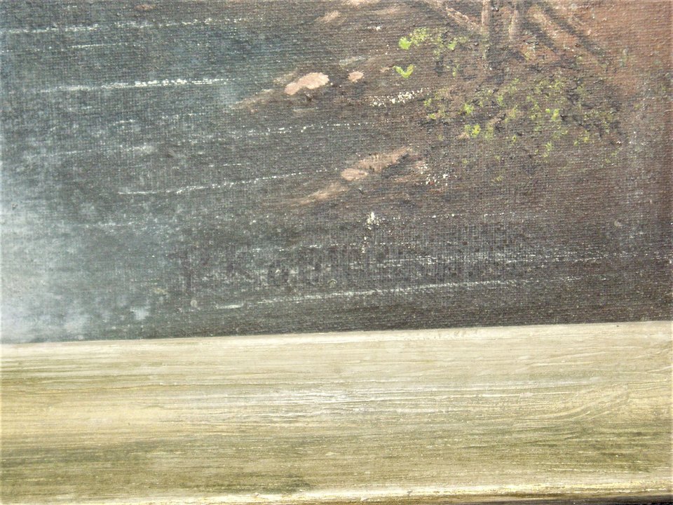 Antique Framed Painting, Old Mill, Signed
