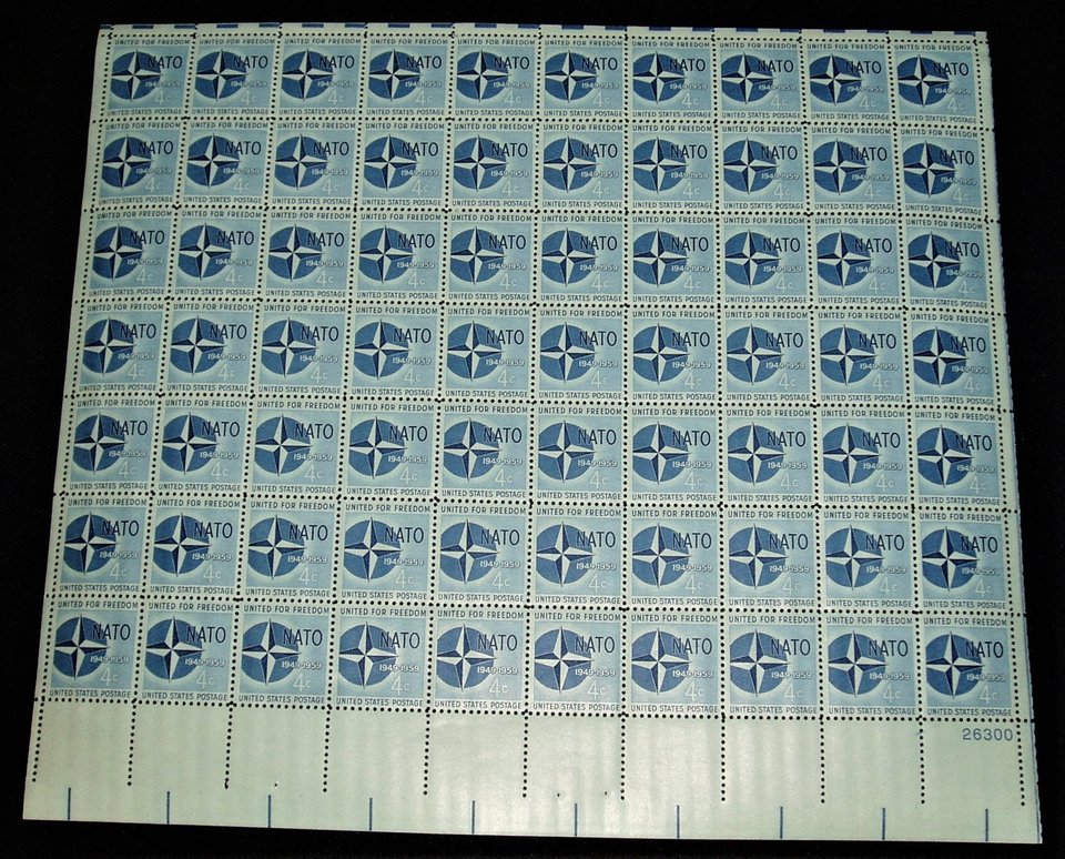 Mint 4c Stamp Sheet, NATO, Scott Catalog #1127x 70 Stamps
