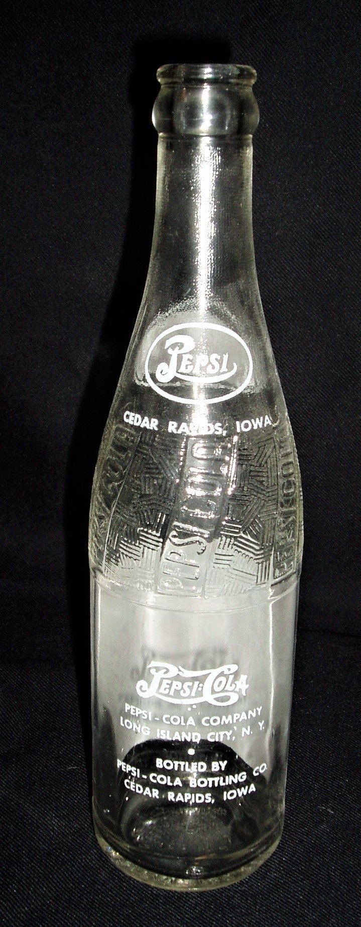 Pepsi-Cola Bottle, Cedar Rapids, Iowa, Red White Blue, 1940's