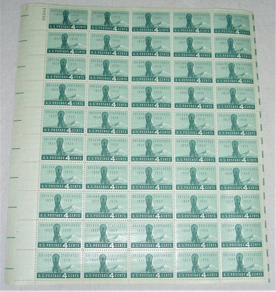Mint 4c Stamp Sheet, Oregon Statehood , Scott Catalog #1124x 50 Stamps
