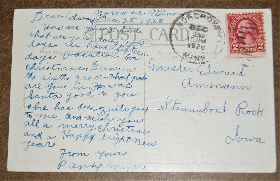 Postcard, Santa with Earphones, Writing Lists
