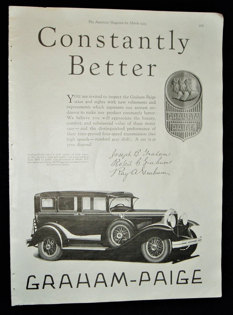 1929 Automobile Advertisement, Graham-Paige Model 615