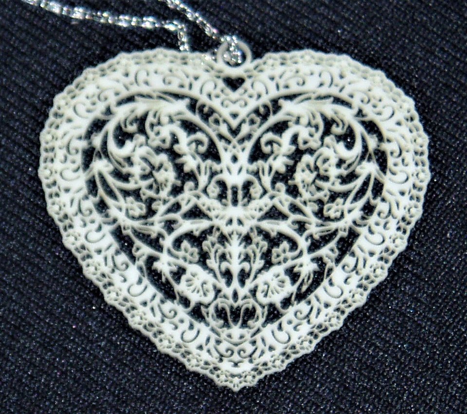 Pierced Heart Pendant Necklace, Sterling Chain