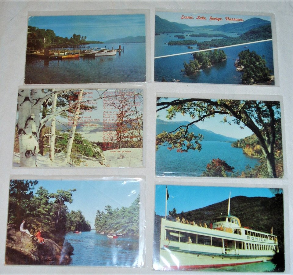 Lake George New York Postcards x 6, 2nd Card Ships Free