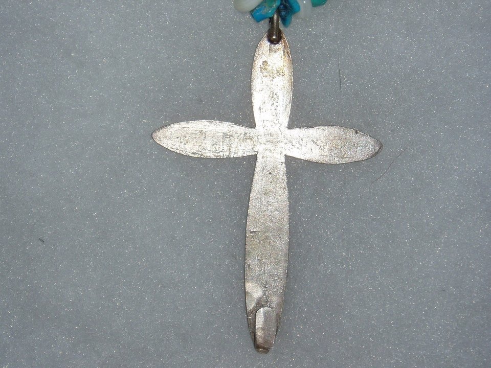 Sterling Cross and Turquoise Necklace, Southwestern Style