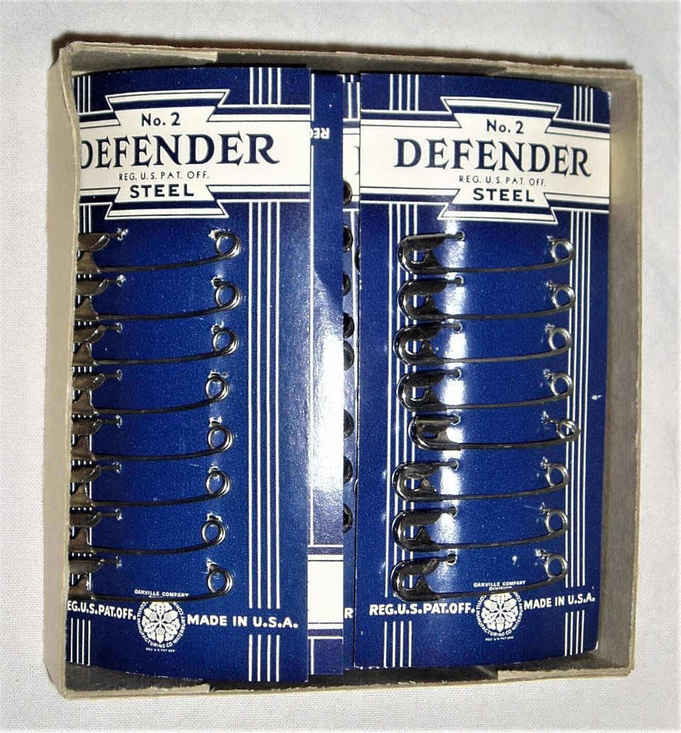 Defender NOS Complete Box of Safety Pins, 12 cards