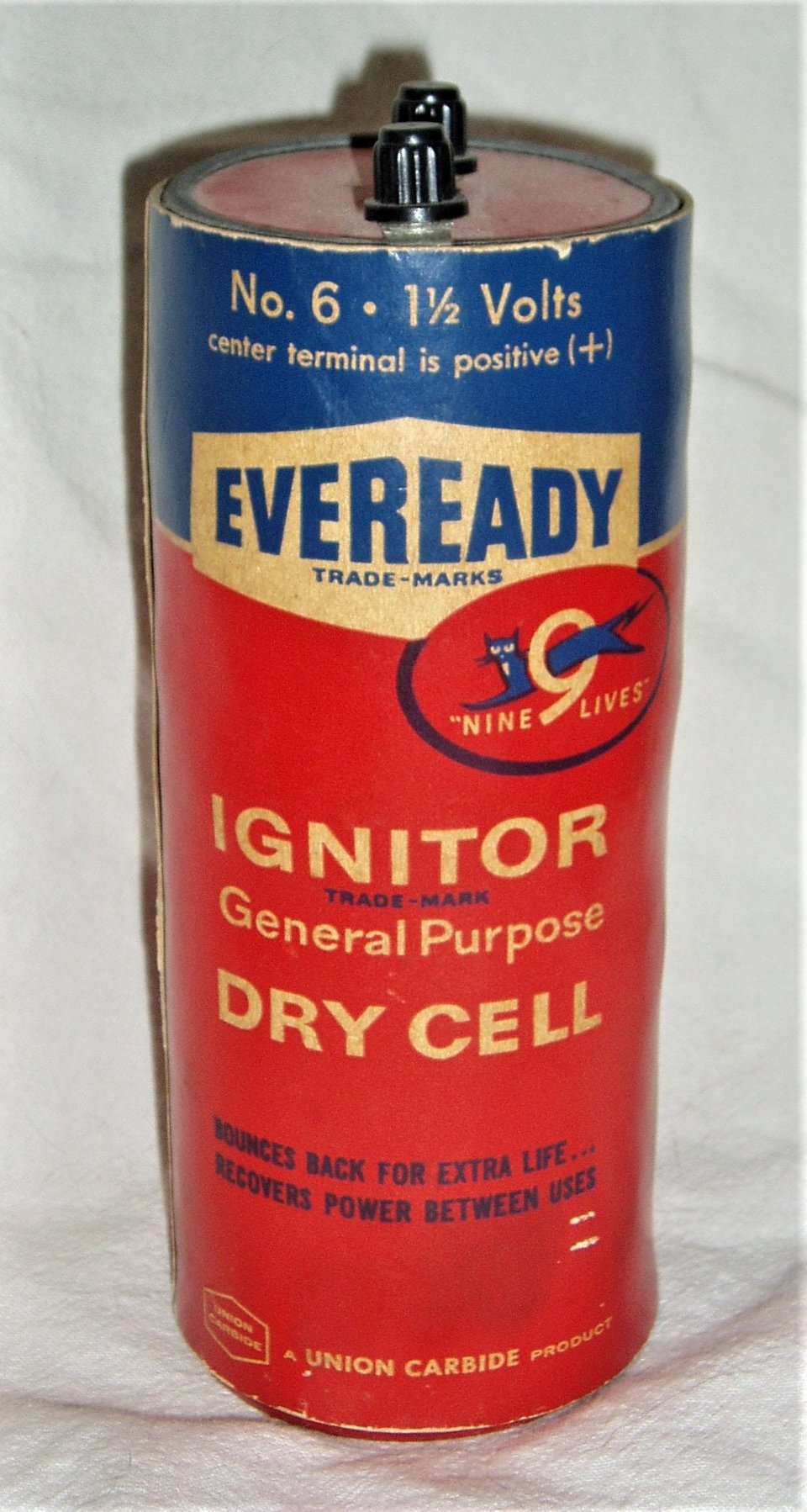 Vintage Eveready Ignitor Dry Cell, No. 6, 1 1/2 Volts