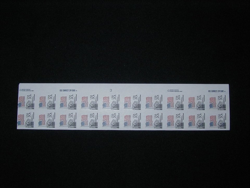 Imperf Error Plate Strip of 20, USA, Scott 1894a, c. 1981