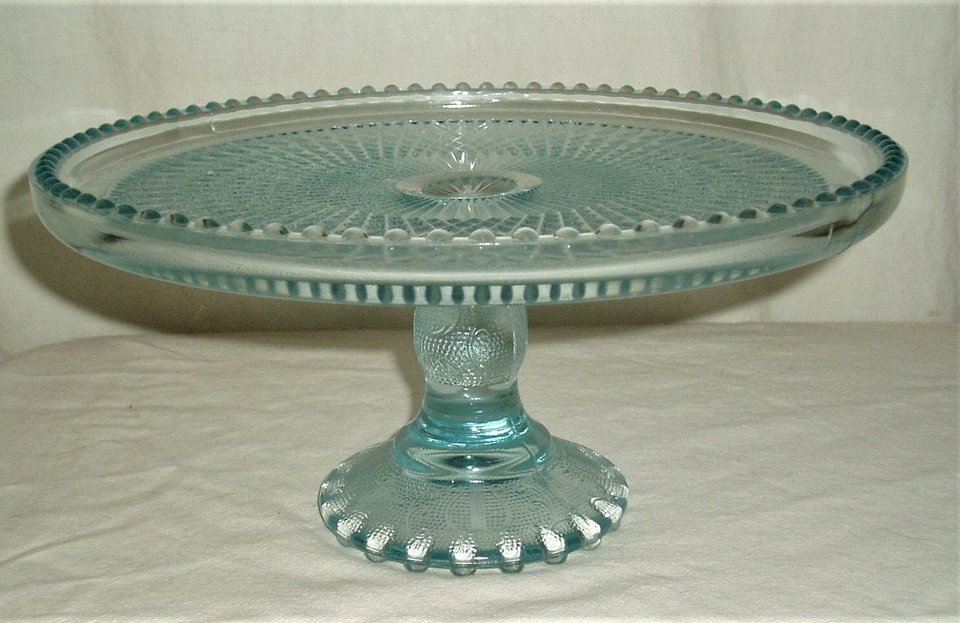 Jeannette Ice Blue Harp Cake Plate