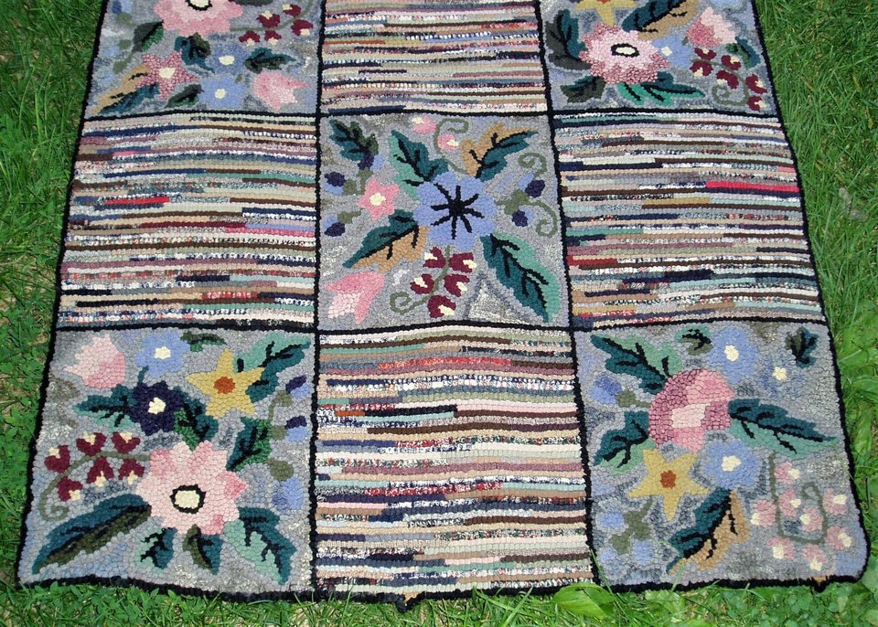Antique Handmade Rug, Colorful, 38" by 63"