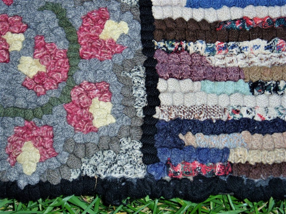 Antique Handmade Rug, Colorful, 38" by 63"
