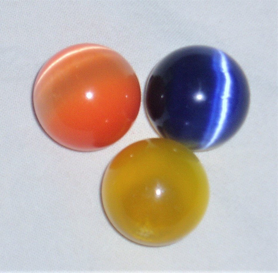 Fiber Optic Marbles x 3, 25mm, Yellow, Orange, Blue