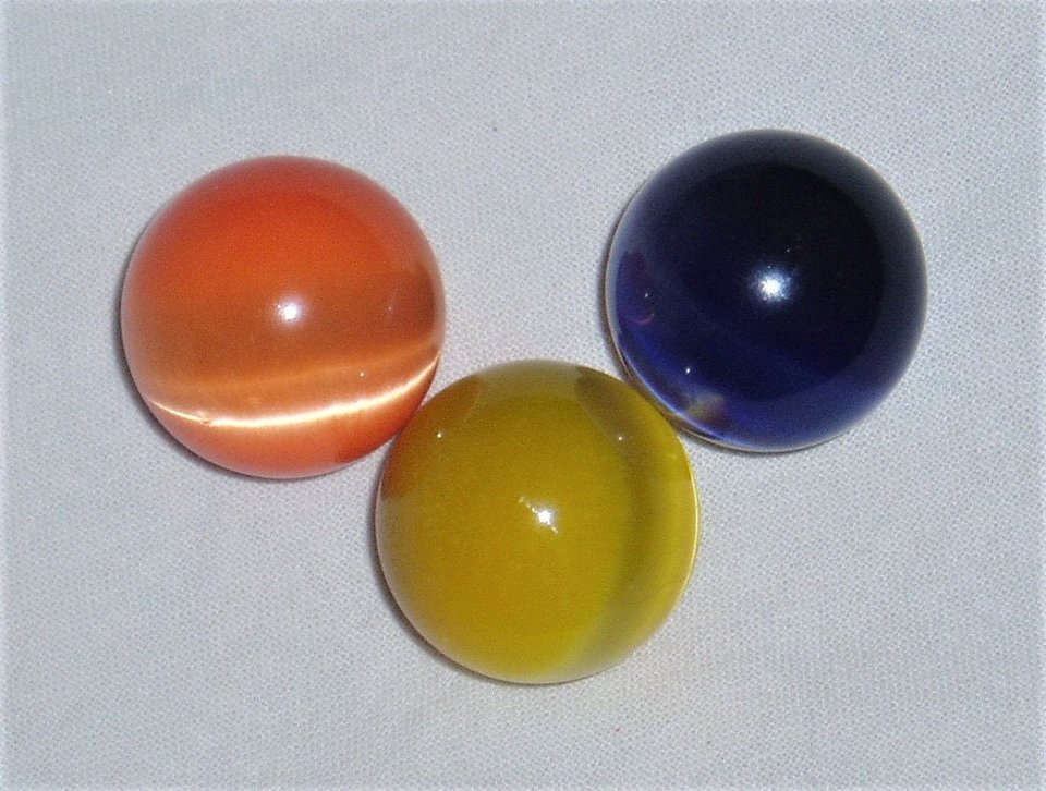 Fiber Optic Marbles x 3, 25mm, Yellow, Orange, Blue