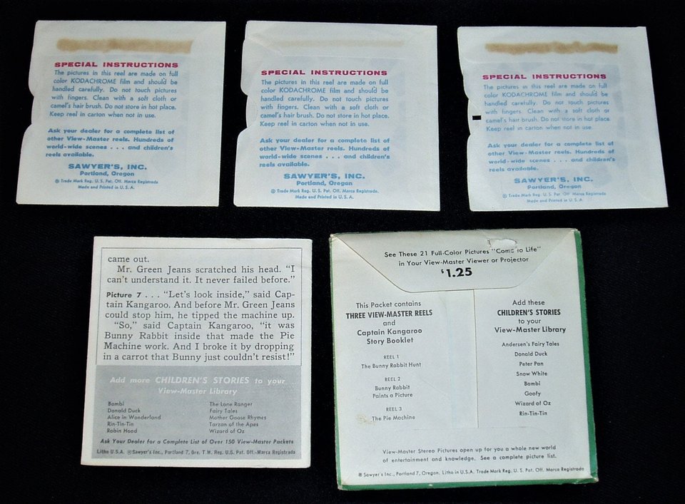 View Master Reels, Captain Kangaroo x 3 Plus Booklet B560