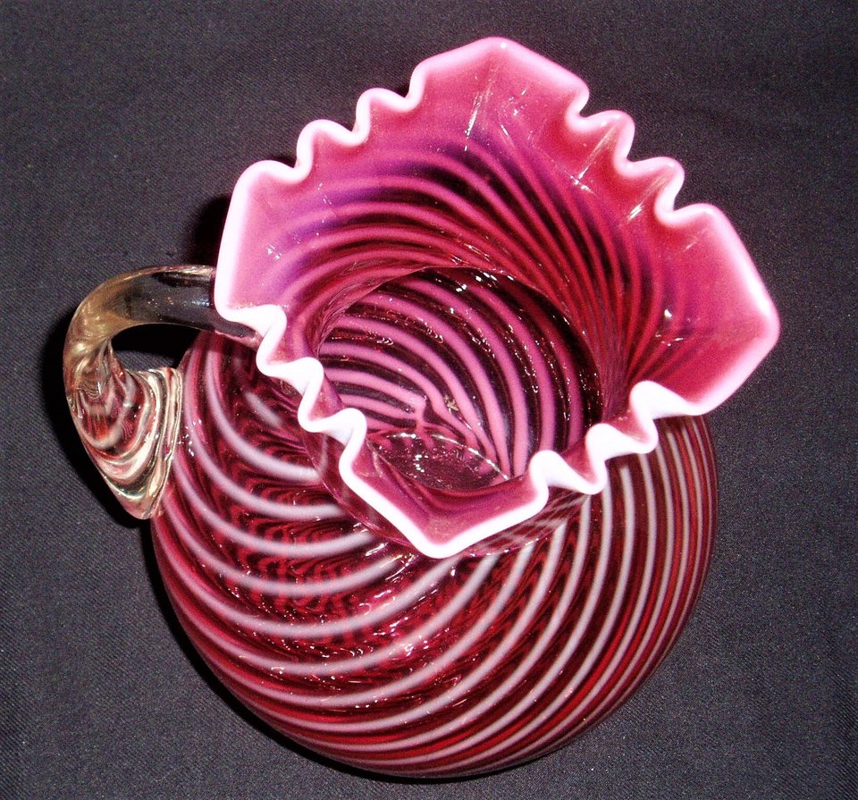 Northwood No. 319 Cranberry Opalescent Swirl Pitcher