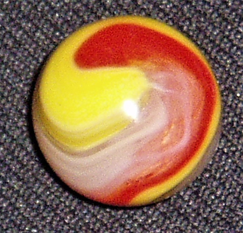 Akro Agate Marble, Popeye Red Yellow .679"