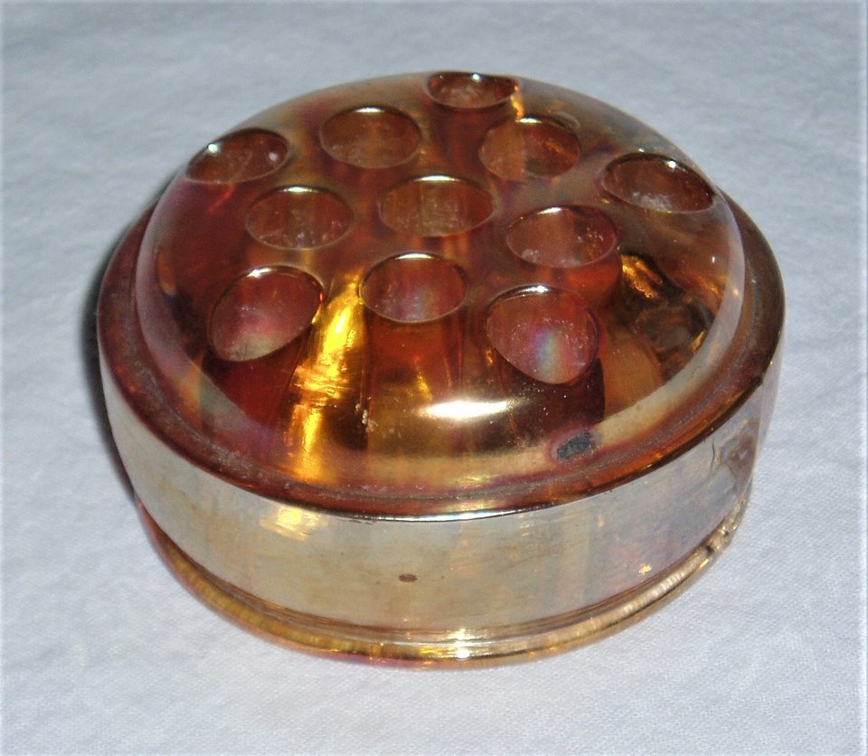 Carnival Glass Flower Frog, 11 Holes