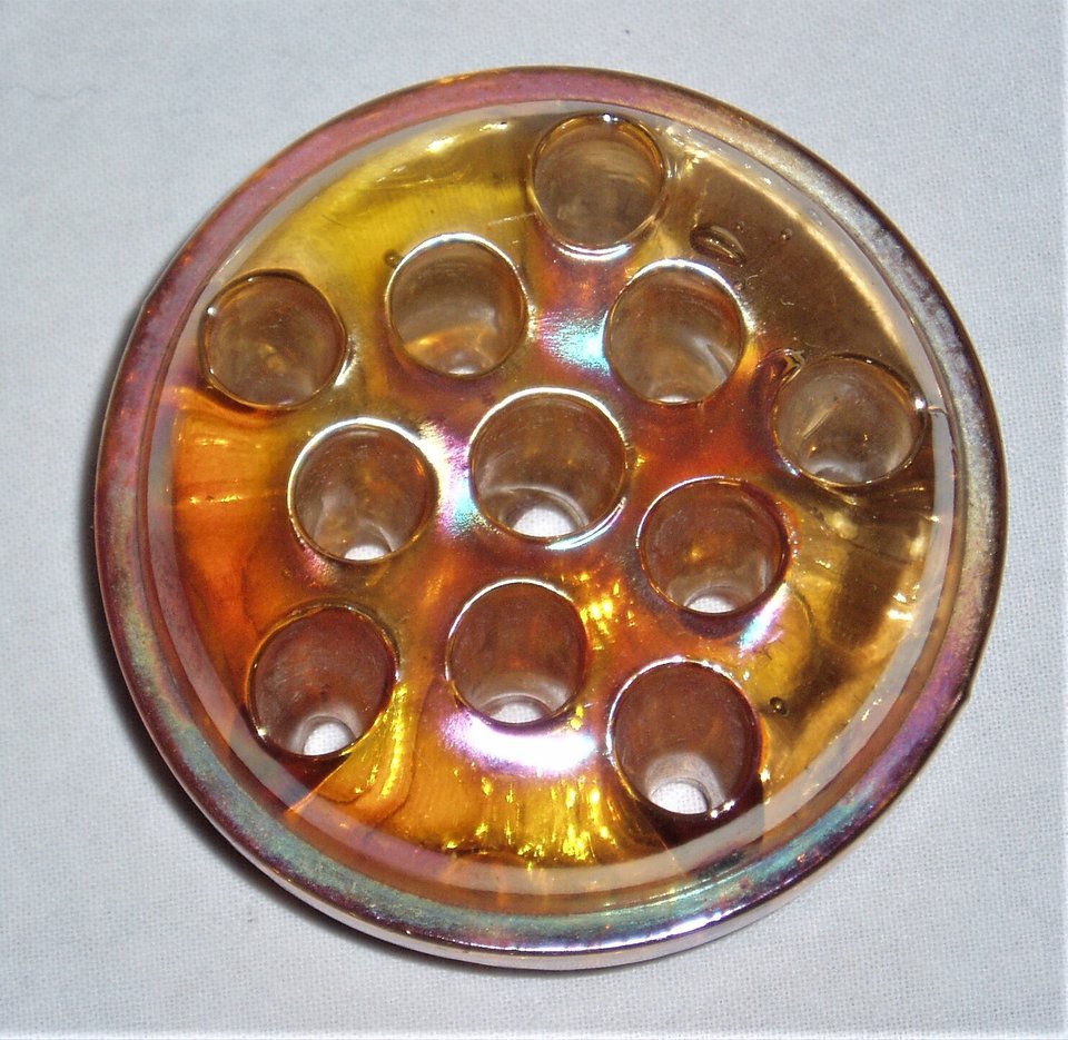 Carnival Glass Flower Frog, 11 Holes