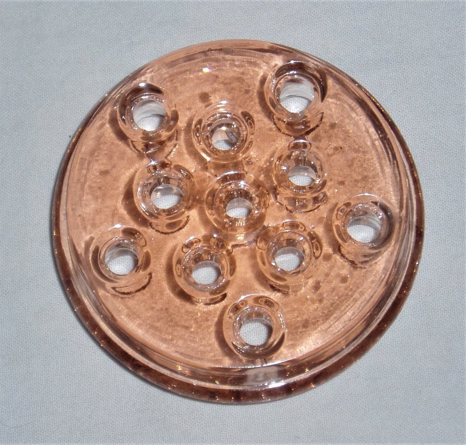 Pink Glass Flower Frog, 11 Holes
