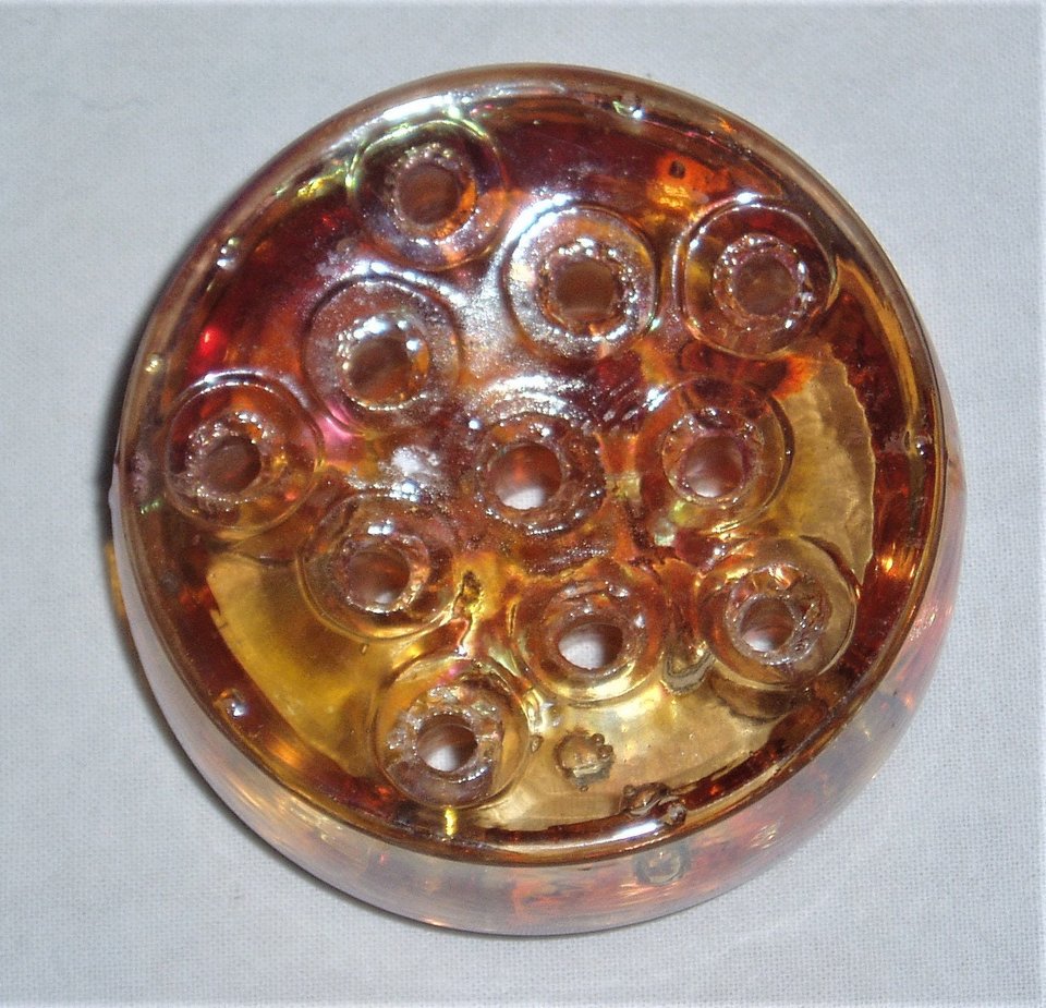 Carnival Glass Flower Frog, 11 Holes