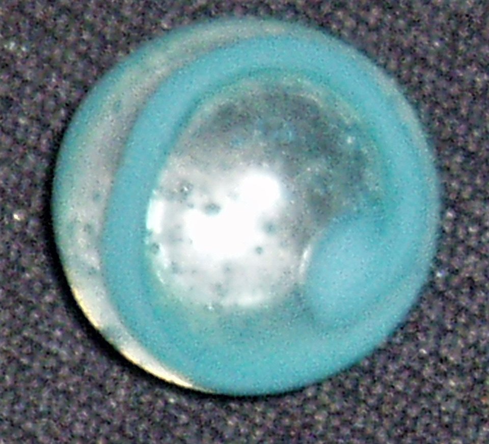 Akro Agate Marble, Turquoise Spiral Snake, .632"