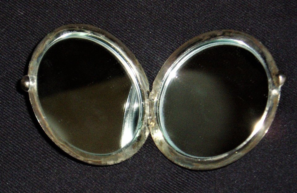 Two Mirror Compact, Silver Plated