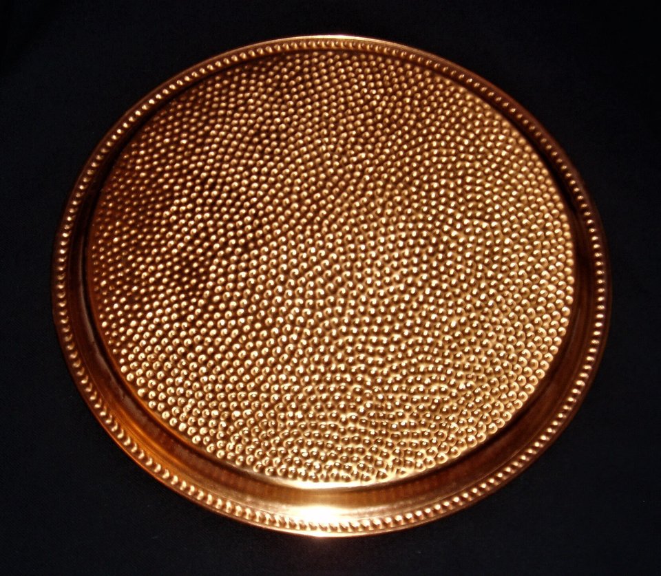 Coppercraft Guild Round Tray, Hammered Copper, New Old Stock