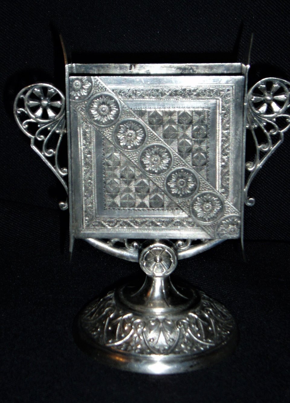 Antique Playing Card Holder, Silver Plated, James W. Tufts