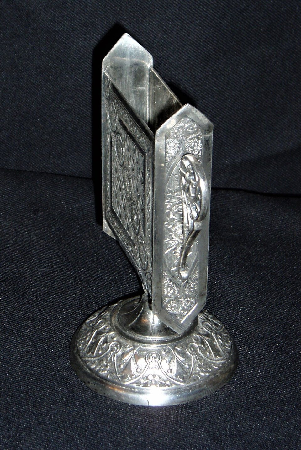 Antique Playing Card Holder, Silver Plated, James W. Tufts