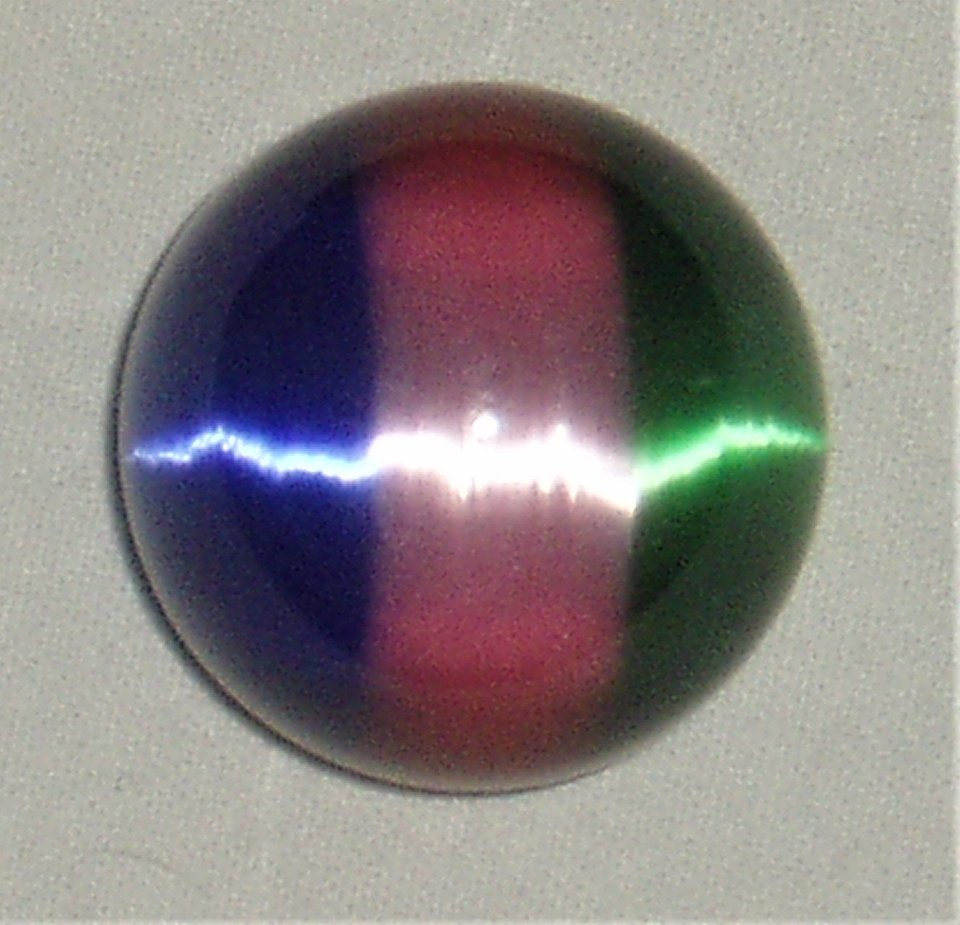 30mm Fiber Optic Marble, Striped Blue, Pink, Green