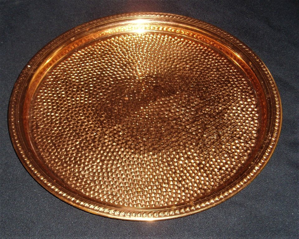 Coppercraft Guild Round Tray, Hammered Copper, New Old Stock