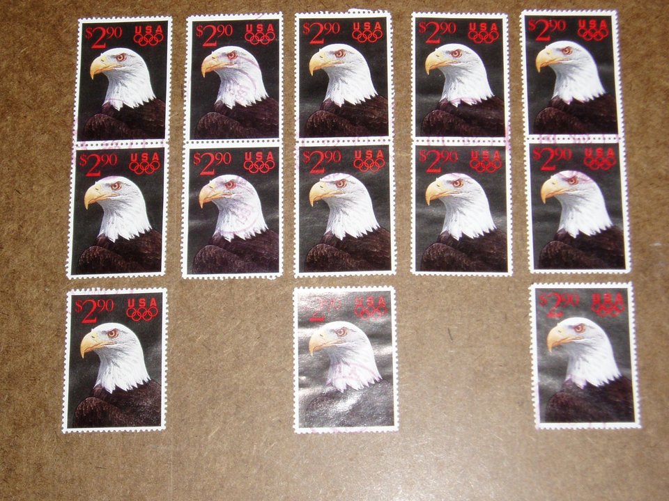 USA 2.90 Eagle Stamp, Scott 2540, 1991, Wholesale Lot, 13 stamps